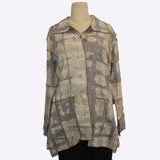 Judith Bird Silk Jacket, Softly Grey & Tan, M