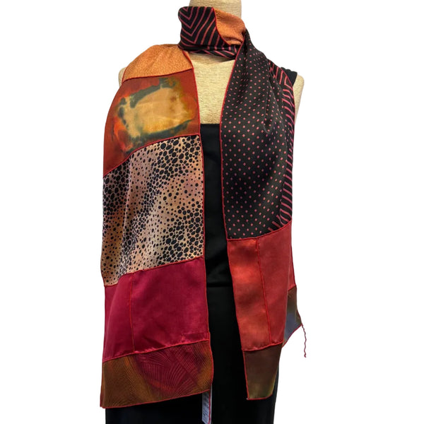 Judith Bird Scarf, SilkSingles, Reds/Gold/Black