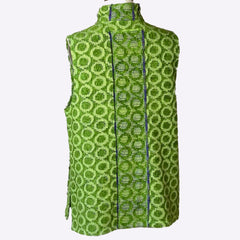 Joyce Wilkerson Pieced Vest, Chartreuse Circles, S