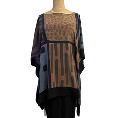 Kay Chapman Tunic, Elia, Patchwork, Tan/Grey/Black, OS