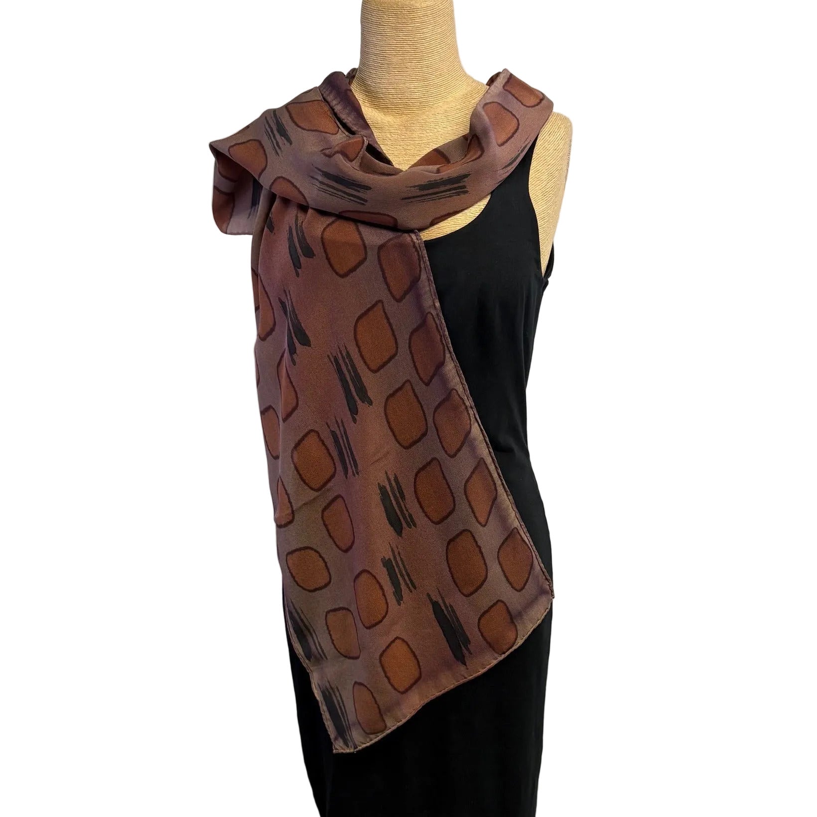 Kay Chapman Scarf, Mosaic, Brown/Cinnamon