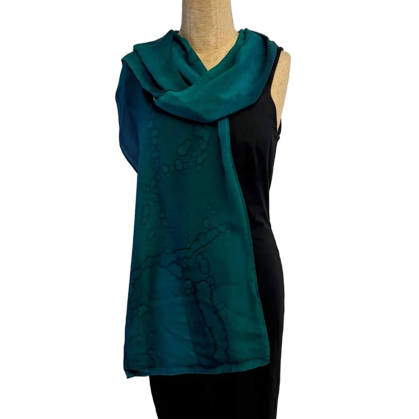 Kay Chapman Scarf, Splatter, Emerald/Deep Blue