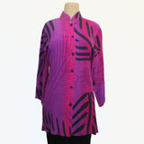 Kay Chapman Shirt, Split Sleeve, Palms, Magenta/Violet, S