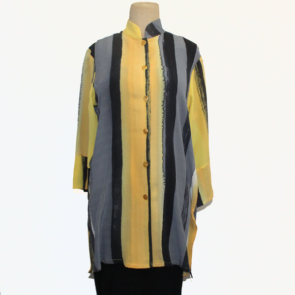 Kay Chapman Shirt, Split Sleeve, Branch, Yellow/Grey/Black, S