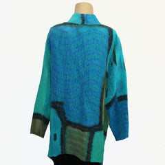 Kay Chapman Jacket, Side Drape, Patchwork, Turquoise/Aqua, M/L