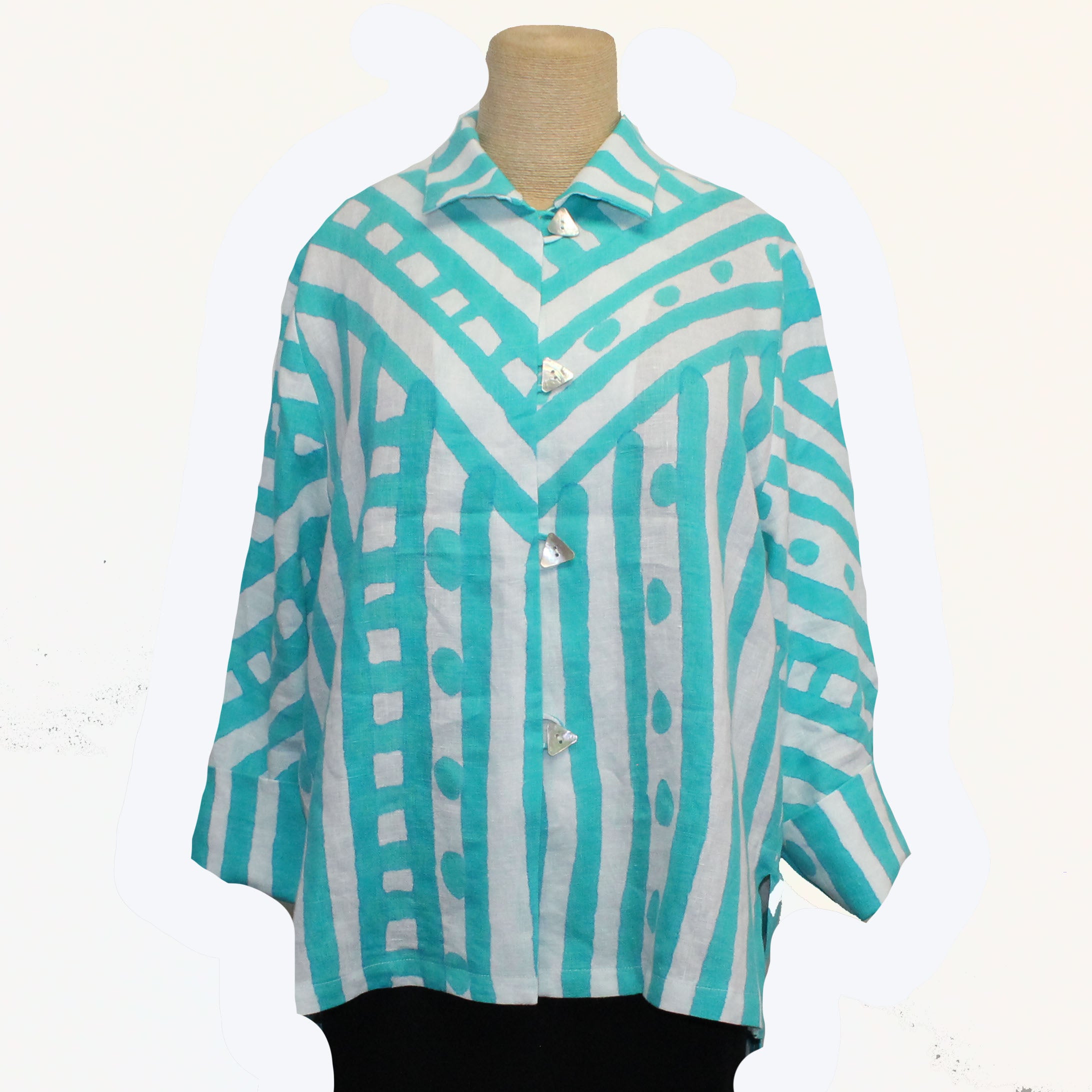 Kay Chapman Jacket, Loop Button, Masai, White/Turquoise, S/M
