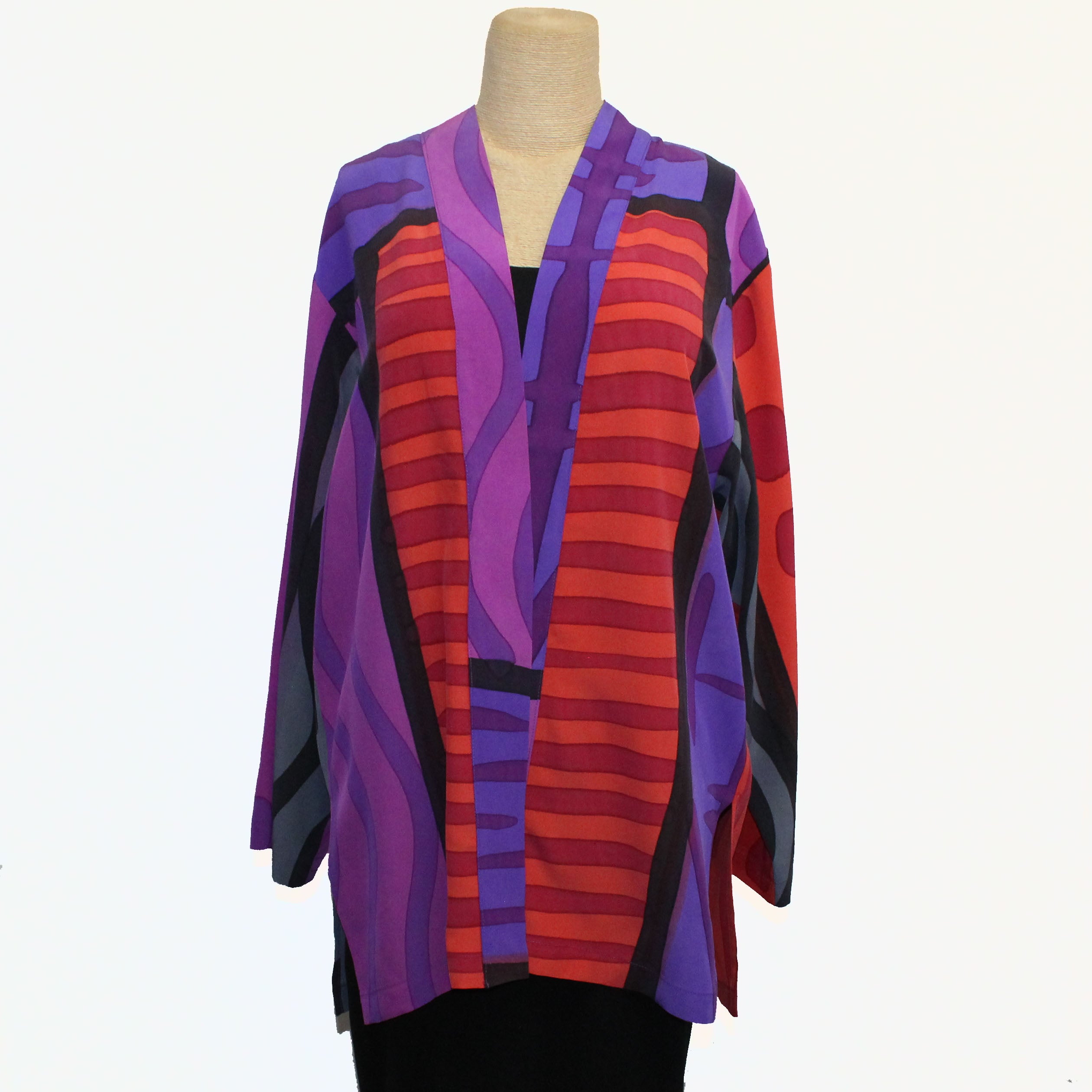 Kay Chapman Jacket, Kimono, Patchwork, Purple/Violet/Orange, M