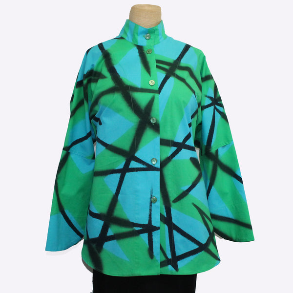 Kay Chapman Shirt, Pasadena, Graffiti, Lime/Turquoise, XL