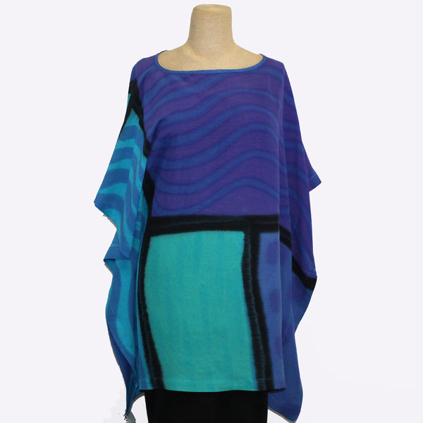 Kay Chapman Tunic, Jerry, Patchwork, Turquoise/Periwinkle/Purple, OS