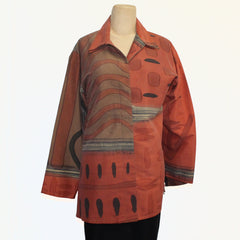 Kay Chapman Shirt, Double Collar, Why Not, Rust/Tan, S/M