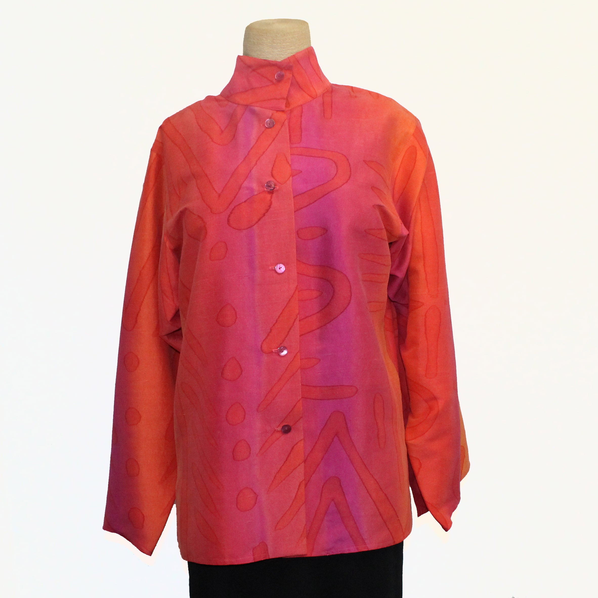 Kay Chapman Shirt, Issey, Tribal, Coral/Magenta, M – Santa Fe Weaving  Gallery