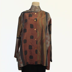 Kay Chapman Shirt, Issey, Patchwork, Copper/Bronze, L