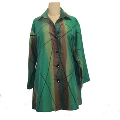 Kay Chapman Shirt, Swing, Miro, Green/Rust,/Lime, L
