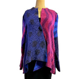 Kay Chapman Jacket, Asymmetrical, Patchwork, Navy/Violet/Blue, M