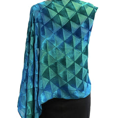 Kay Chapman Poncho, Cut Velvet,Triangles, Turquoise/Blue, OS