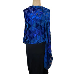Kay Chapman Poncho, Cut Velvet, Triangles, Blue/Purple OS