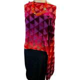 Kay Chapman Poncho, Cut Velvet, Triangles, Vermillion/Magenta OS