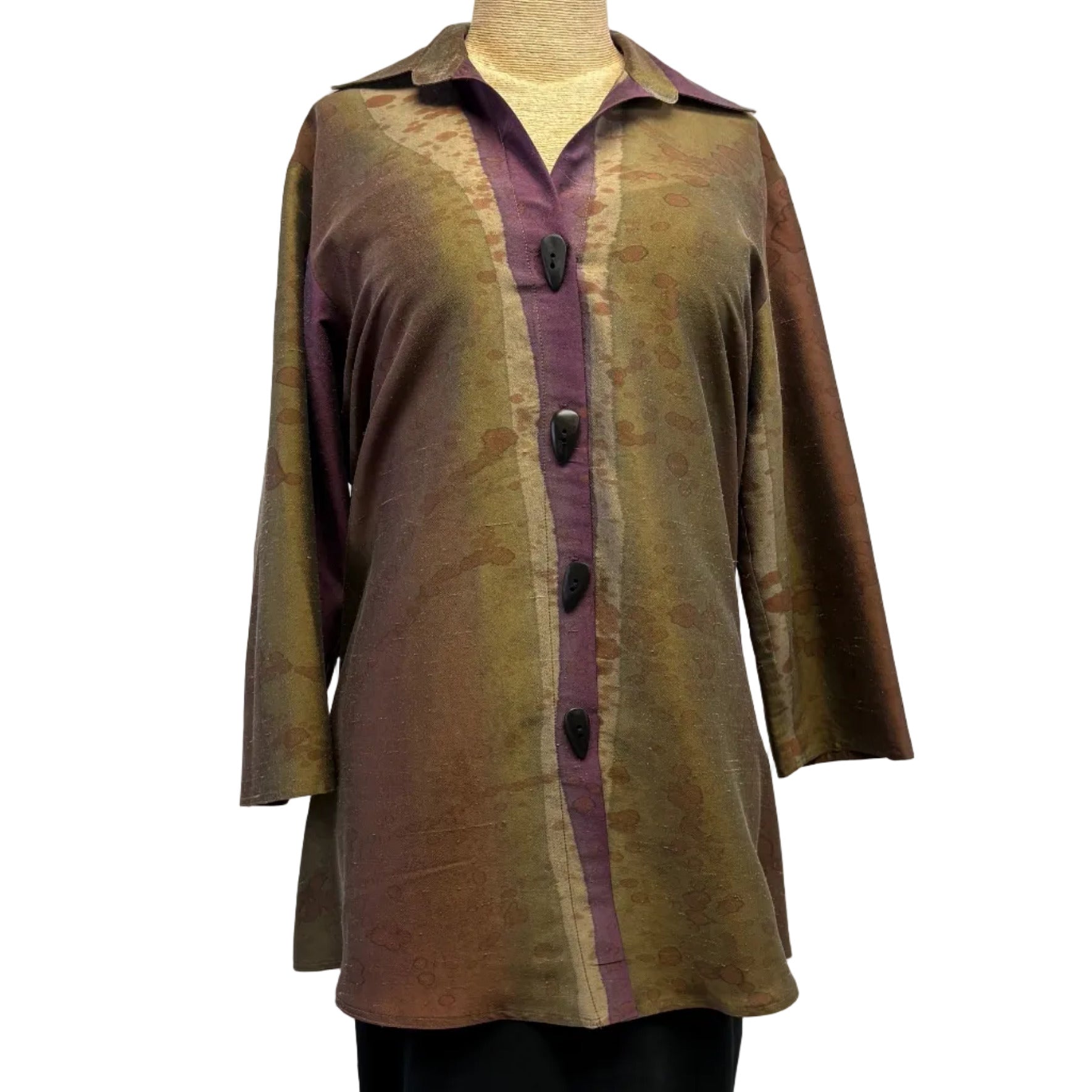 Kay Chapman Shirt, Swing, Splatter, Copper/Purple/Green, S
