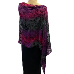 Kay Chapman Poncho, Antique, Magenta/Purple/Black, OS