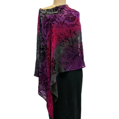 Kay Chapman Poncho, Antique, Magenta/Purple/Black, OS