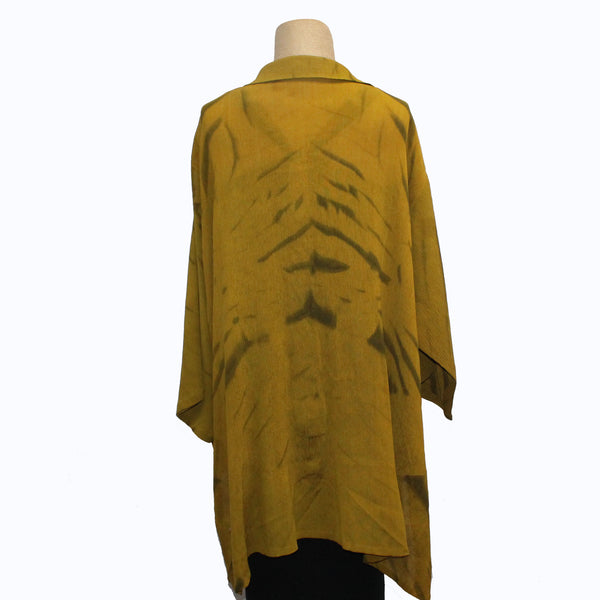 Kiss of the Wolf Blouse, Pullover Swing, Goldenrod Shibori XL