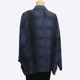 Kiss of the Wolf Top, Kimono, Ivory/Blue Black Clamp Shibori, XL