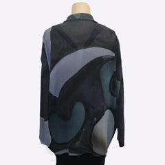 Kiss of the Wolf, Kimono Top, Teal/Dove/Mushroom/Black Swirl, L