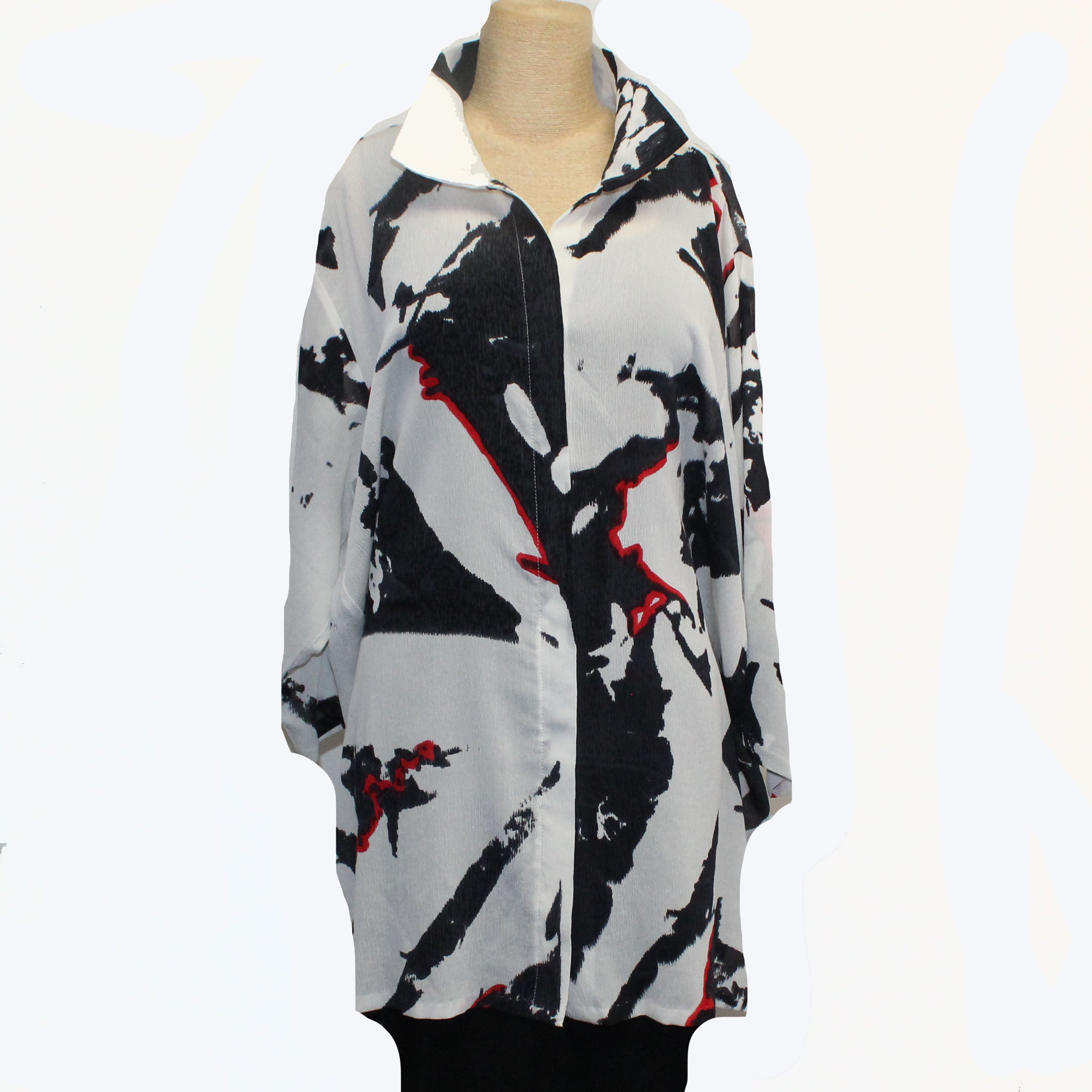 Kiss of the Wolf Blouse, Swing, Black & White with Red, L/XL