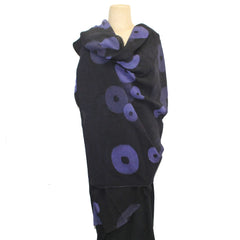 Kiss of the Wolf Shawl, Crinkle Silk, Iris/Black Huari Batik