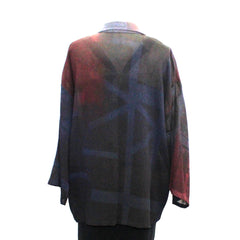 Kiss of the Wolf Top, Kimono, Wine/Blueblack Pixel, L