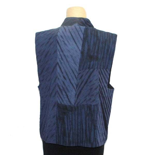 Kiss of the Wolf Shibori Vest, Kyoto, Pieced, Blue Black, S