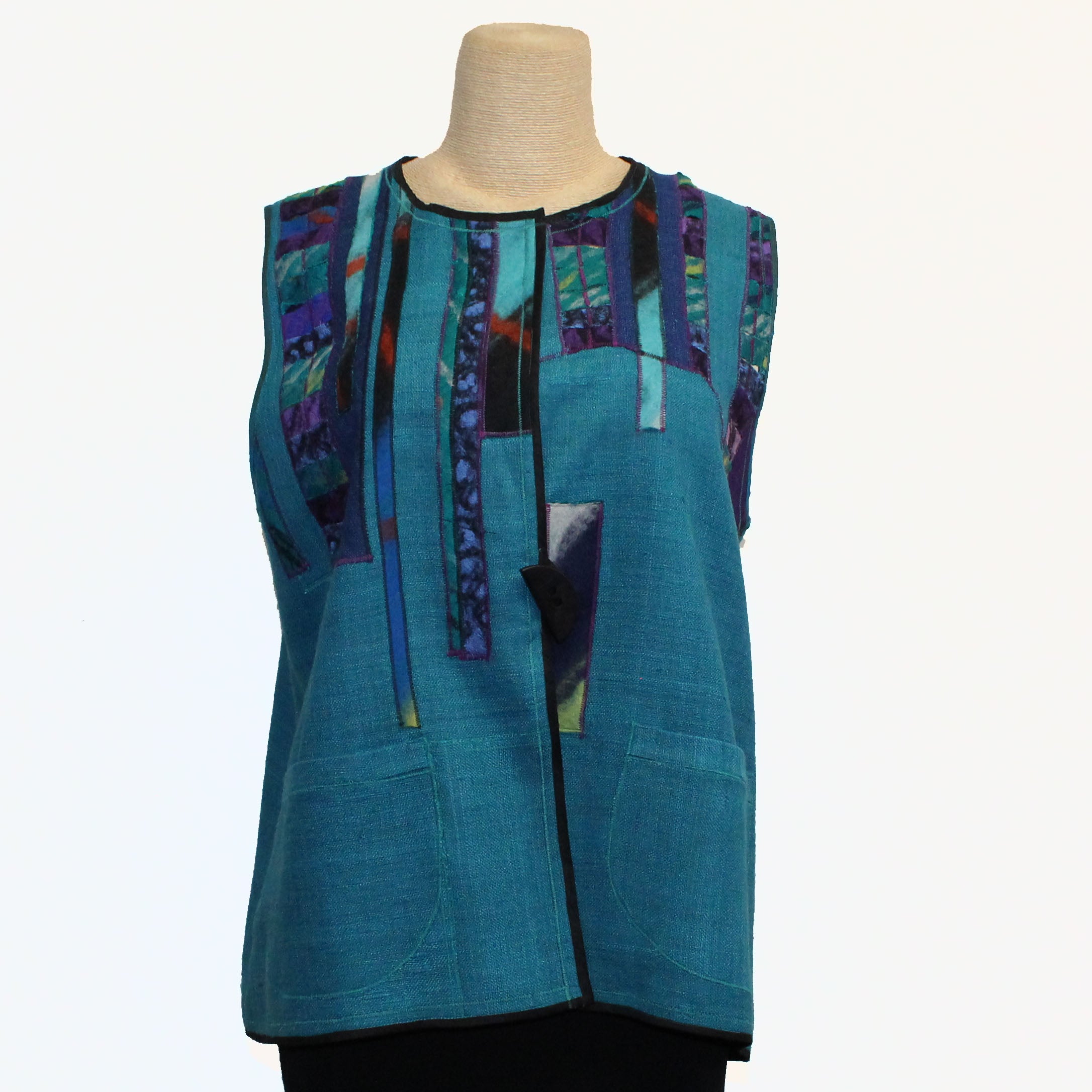 Maggy Pavlou Vest, Turquoise/Multi-Color, S
