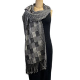 Muffy Young Shawl, Dominoes, Black/White