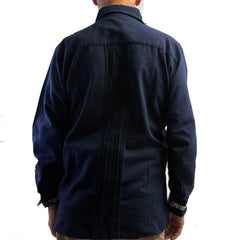 Miriam Campos Shirt, Men's Embroidered, Long Sleeve, Navy/Silver, S/M