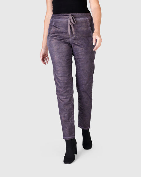 Alembika Pant, Paisley Iconic Stretch, Eggplant XS, S, M & L