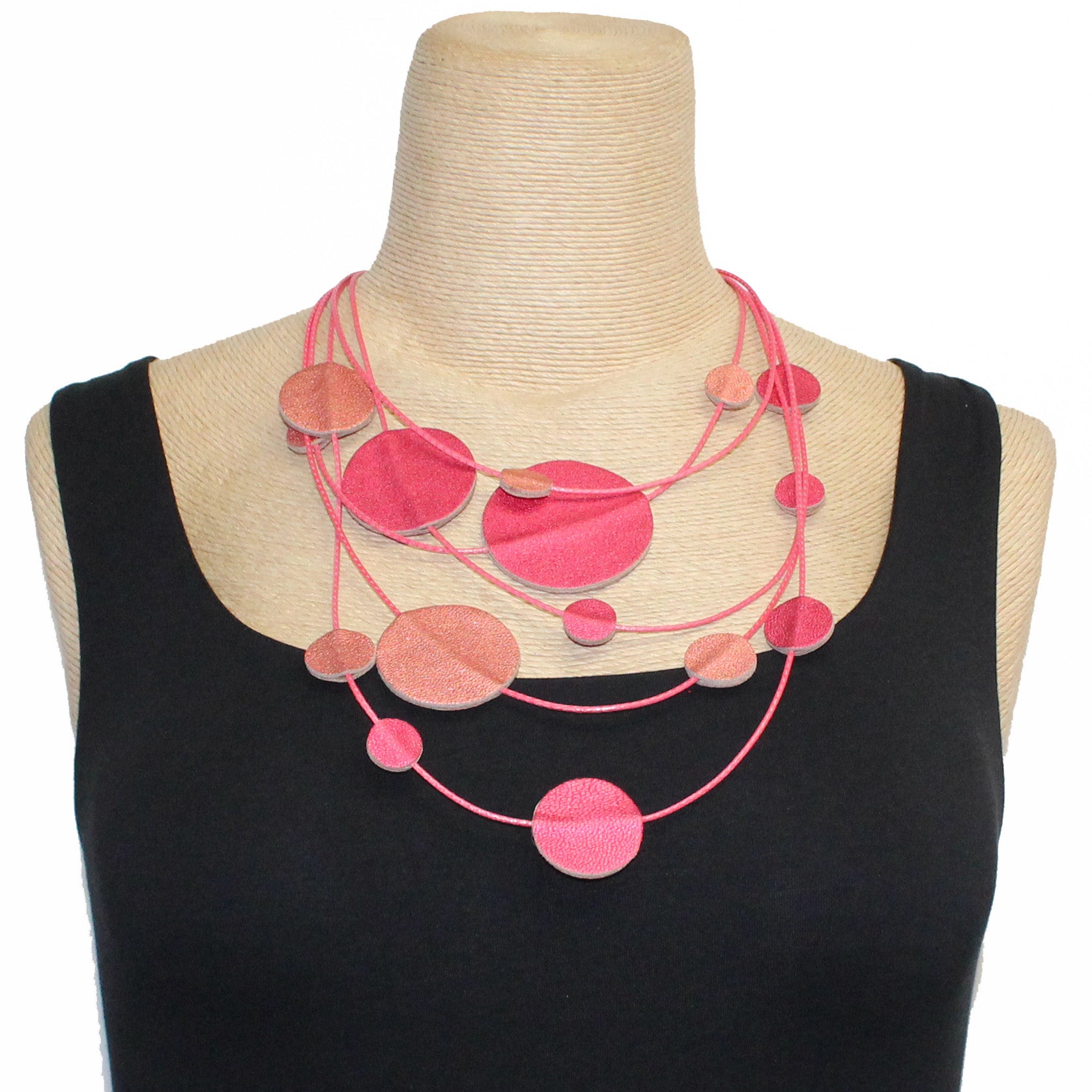 7PM Leather, Necklace, Solar System, Pink
