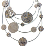 7PM Leather Jewels Necklace, Solar System, Mosaic, Sliver