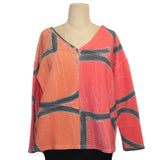 Andrea Geer V-Neck Top With Scarf, Crop Red/Orange, M & L/XL