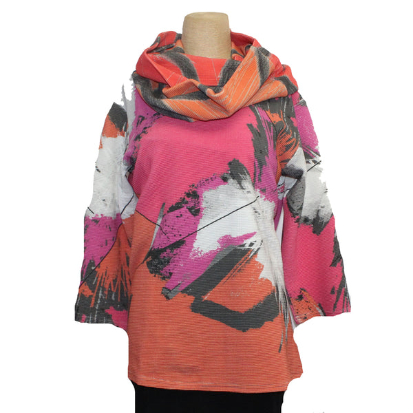 Andrea Geer Boxy Top With Scarf, Pink, Orange & White S & M
