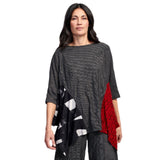 Alembika Tunic, Pinstripe/Black & White/Red