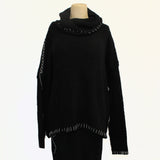 Amano Sweater, Alpaca, Saddle Hand Stitch, Black/White S/M & M/L