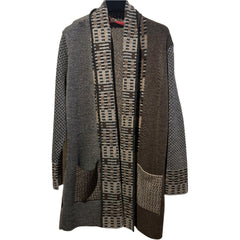 Beyond Threads Cardigan, Pique Long, Grey/Natural/Brown M & L