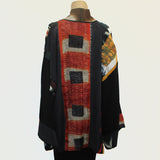 Catherine Bacon Kimono, Mosaic, Black/Brown/Red/Gold, OS