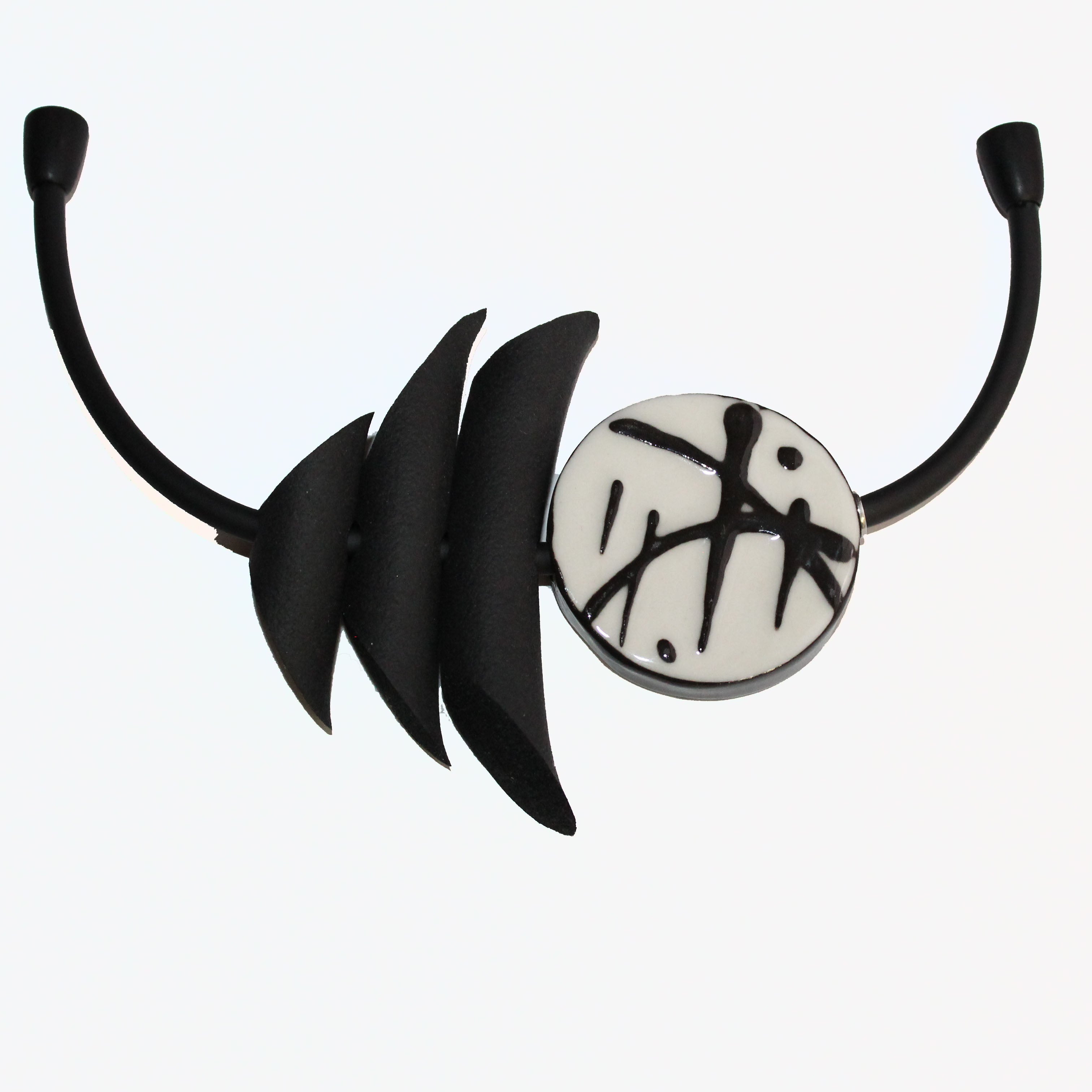 Cautero Creations Bracelet, Black, Black & White Ceramic Circle