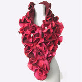 Dagmar Binder Collar, Ruffled, Burgundy/Hot Red