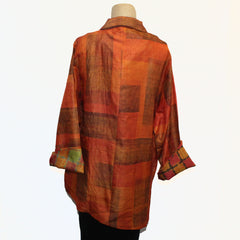 Darshan Shah Shirt/Tunic, Asymmetrical, Red/Orange/Lime/Brown, L