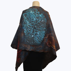 Enchanted Fibers Shawl, Brown/Gold/Turquoise/Red, OS