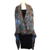 Enchanted Fibers Winged Cape, Reversible, Brown/Copper/Turquoise/Blue, OS
