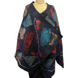 Enchanted Fibers Shawl, Red/Blue/Tan/Gold, OS