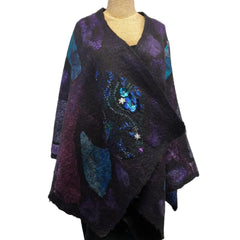 Enchanted Fibers Shawl, Purple/Magenta/Blue/Turquoise/Green, OS